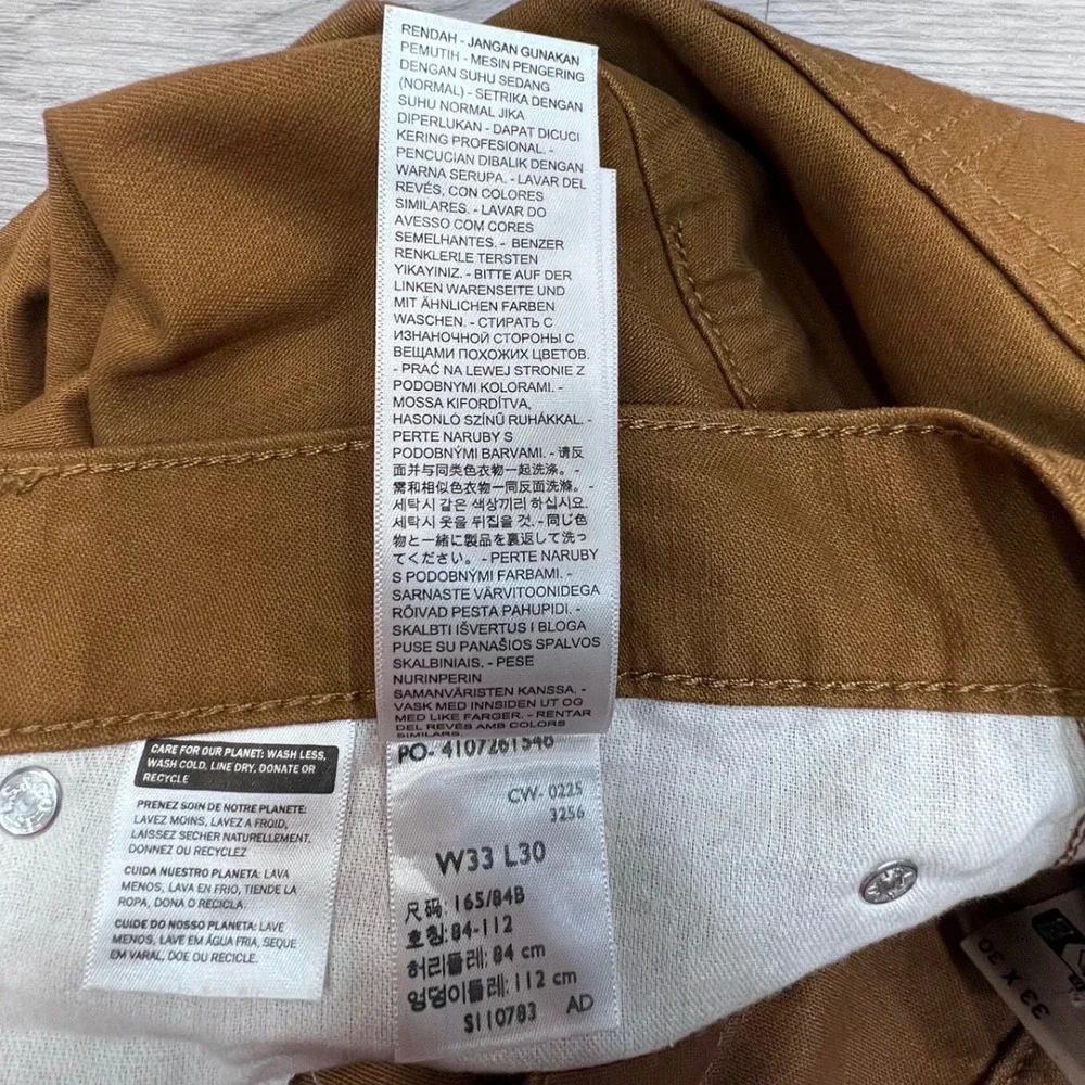 Levis Middy Straight Pants Brown Tobacco Cotton Mid Rise 33x30 NEW